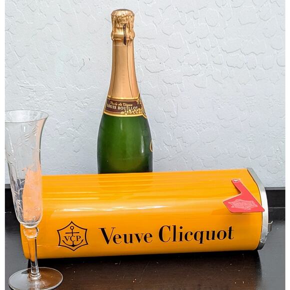 Vintage Veuve Clicquot France Champagne Bottle Orange Logo Box Mailbox Tin - Picture 1 of 6